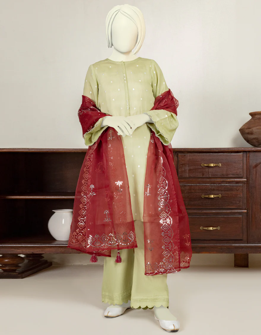 LIGHT GREEN TEXTURED 3PC STITCHED | JGK-YGTL-S-US-634-22 FB/NOORIA542