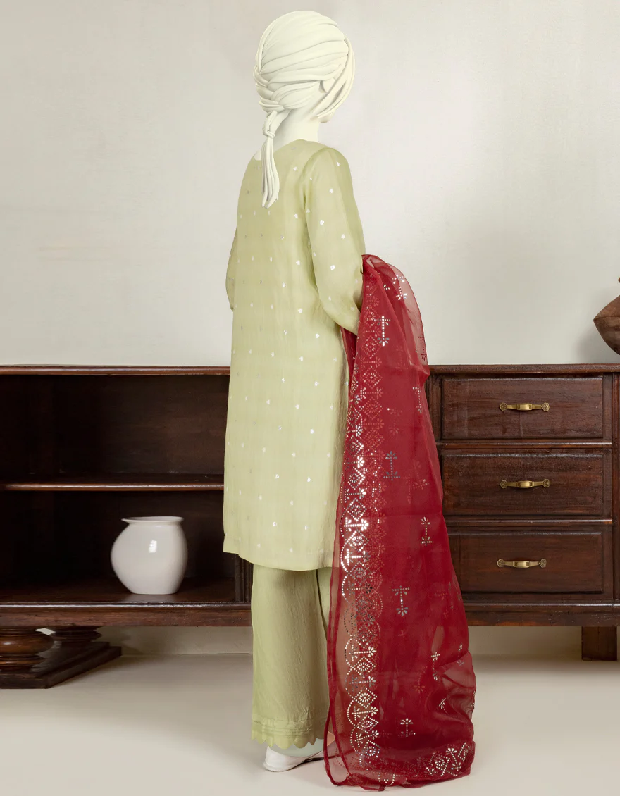 LIGHT GREEN TEXTURED 3PC STITCHED | JGK-YGTL-S-US-634-22 FB/NOORIA542 - Image 2