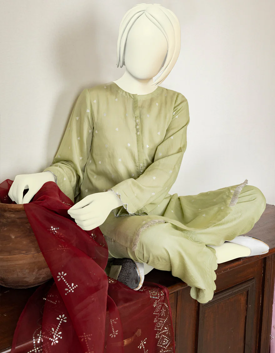 LIGHT GREEN TEXTURED 3PC STITCHED | JGK-YGTL-S-US-634-22 FB/NOORIA542 - Image 4