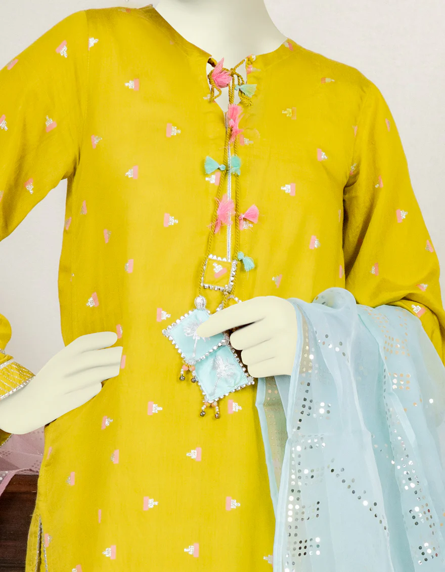 CHARTREUSE TEXTURED 3PC STITCHED | JGK-YGTL-S-US-635-22 FB/NOLAKHA-542 - Image 3