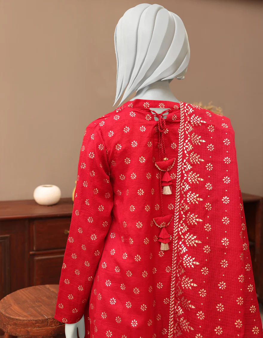 RED SILK 3PC STITCHED | JGK-YGTL-W-US-625-22 FB/KOCHAR - Image 2
