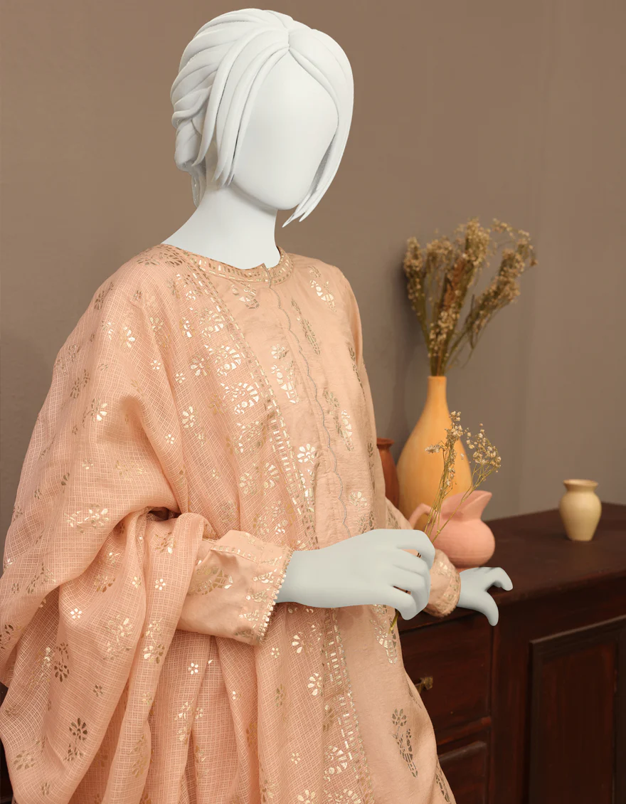 CHAMPAGNE SILK 3PC STITCHED | JGK-YGTL-W-US-630-22 FB/NOORBANO - Image 4