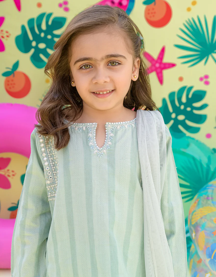 GREEN COTTON DOBBY 3PC STITCHED | JGKL-S-24-1511 FB/NA - Image 3