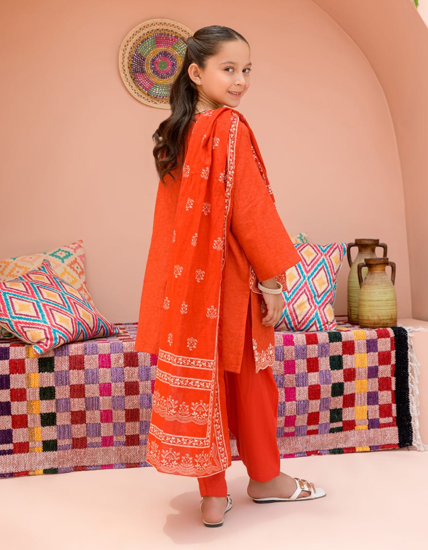 RED TEXTURED 3PC STITCHED | JGKL-S-24-1575 FB/CHAR BAGH-2 - Image 4