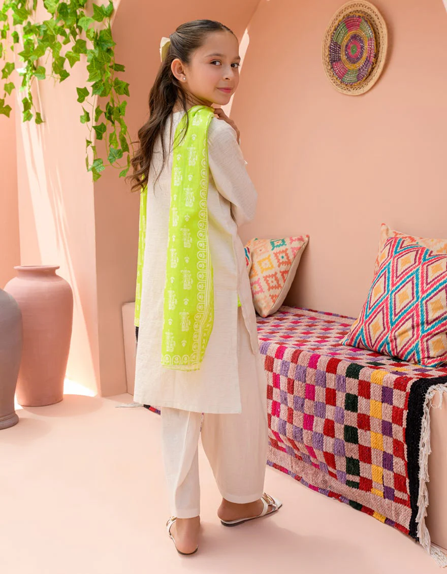 WHITE TEXTURED 3PC STITCHED | JGKL-S-24-1577 FB/CHAR BAGH-4 - Image 2