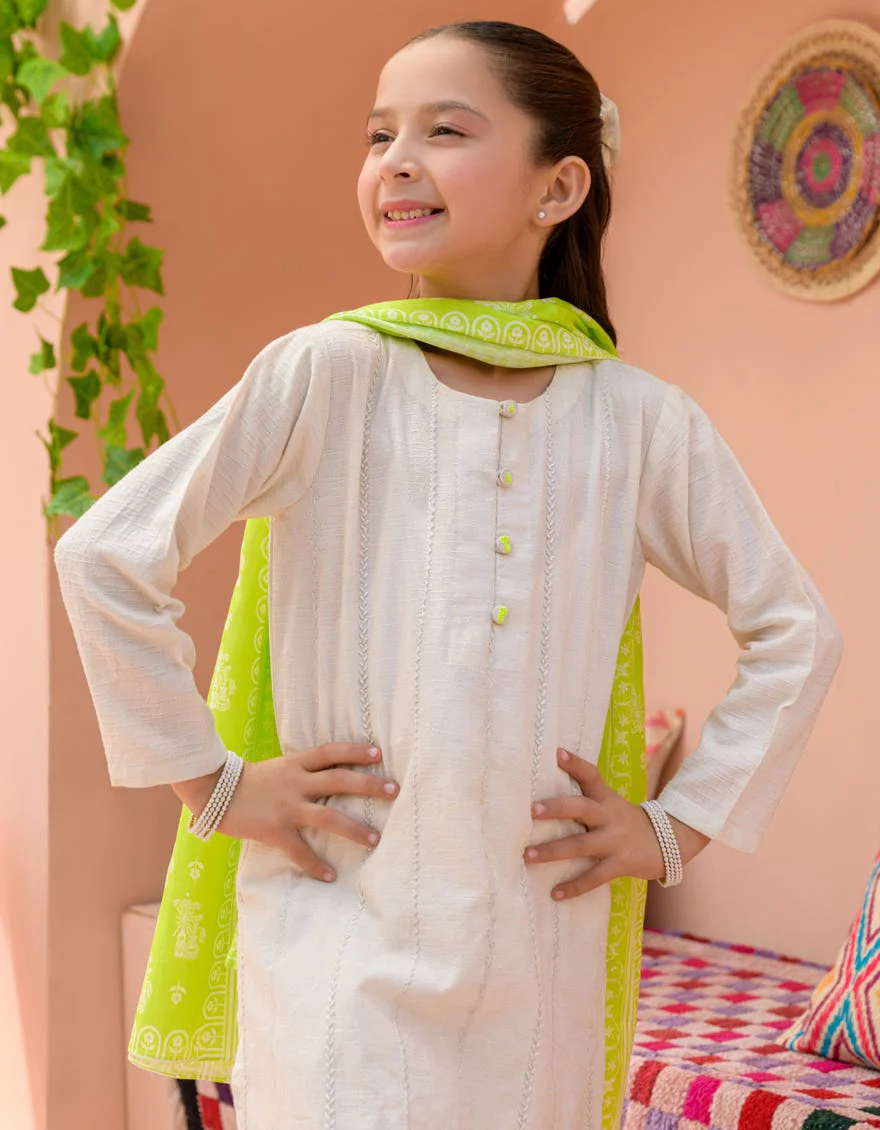 WHITE TEXTURED 3PC STITCHED | JGKL-S-24-1577 FB/CHAR BAGH-4 - Image 4