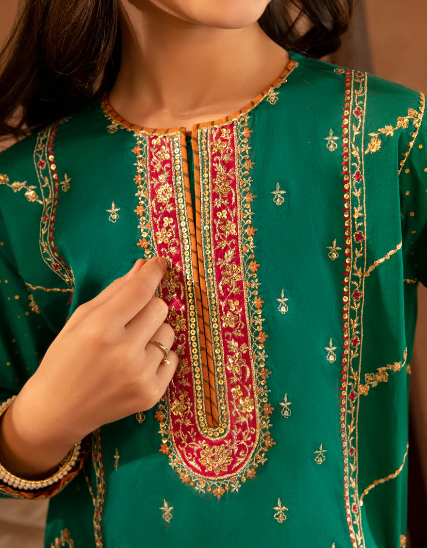 GREEN COTTON LAWN 3PC STITCHED | JGKL-S-JGF-25-1903 F - Image 3