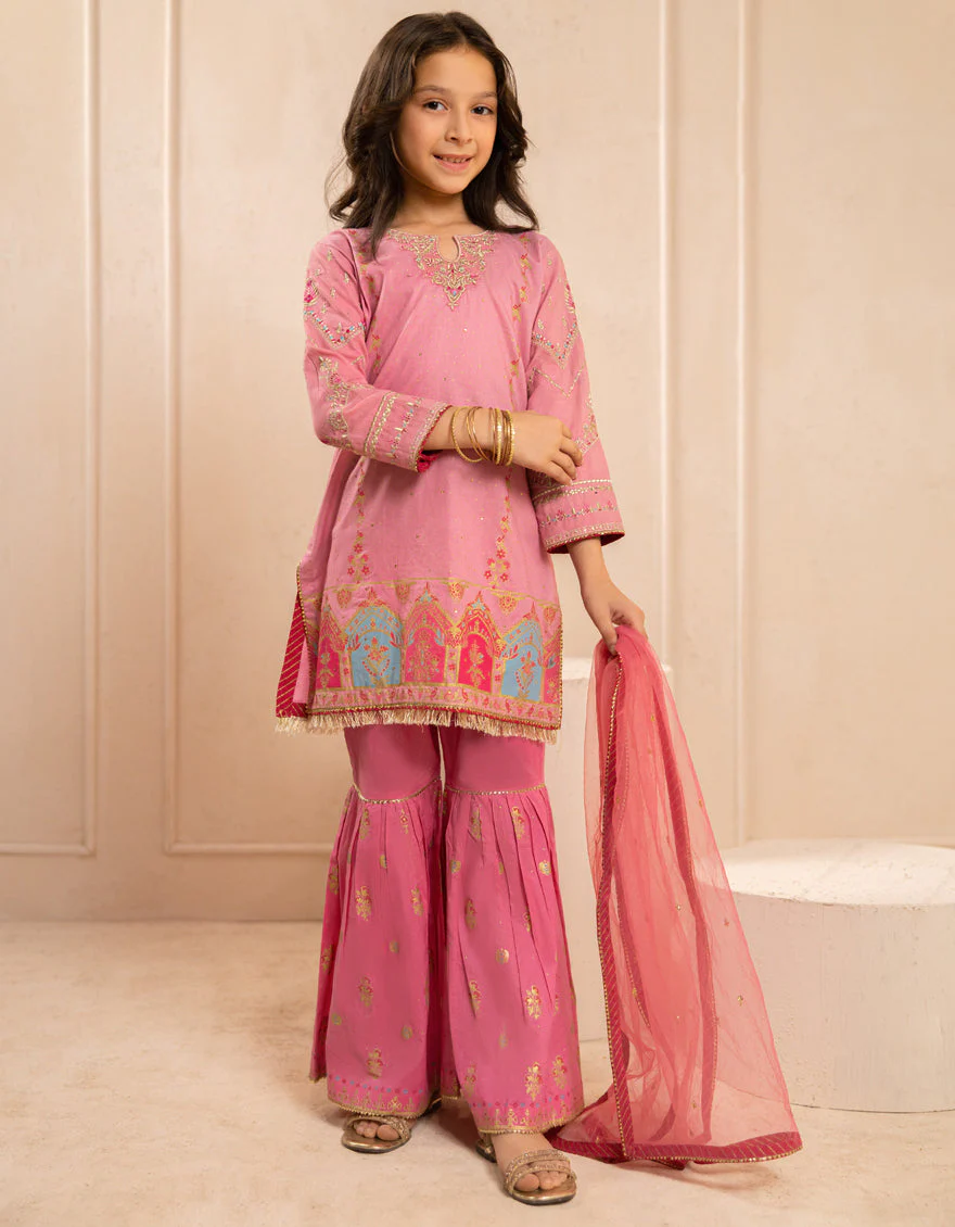 PINK SILK 3PC STITCHED | JGKL-S-JGF-25-1913 F
