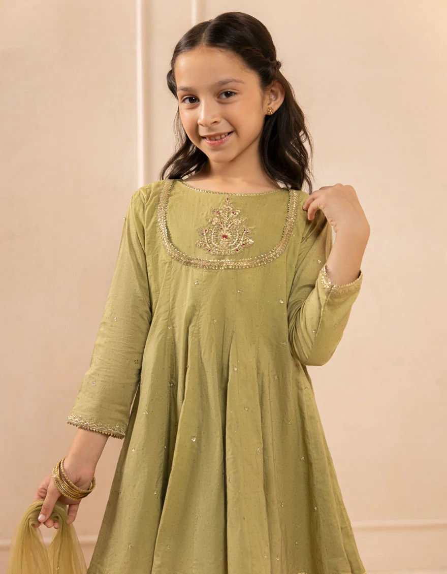 GREEN LAWN SILK 3PC STITCHED | JGKL-S-JGF-25-1916 F - Image 3