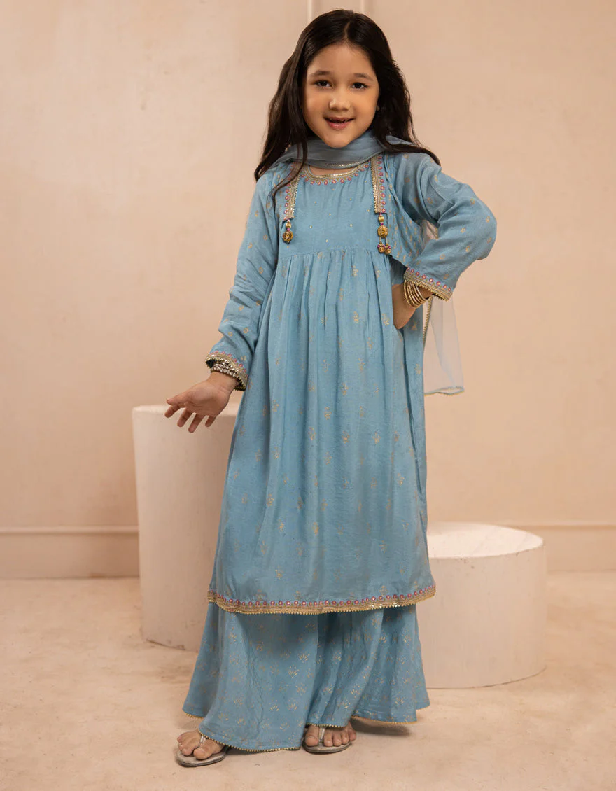 BLUE SILK 3PC STITCHED | JGKL-S-JGF-25-1917 F