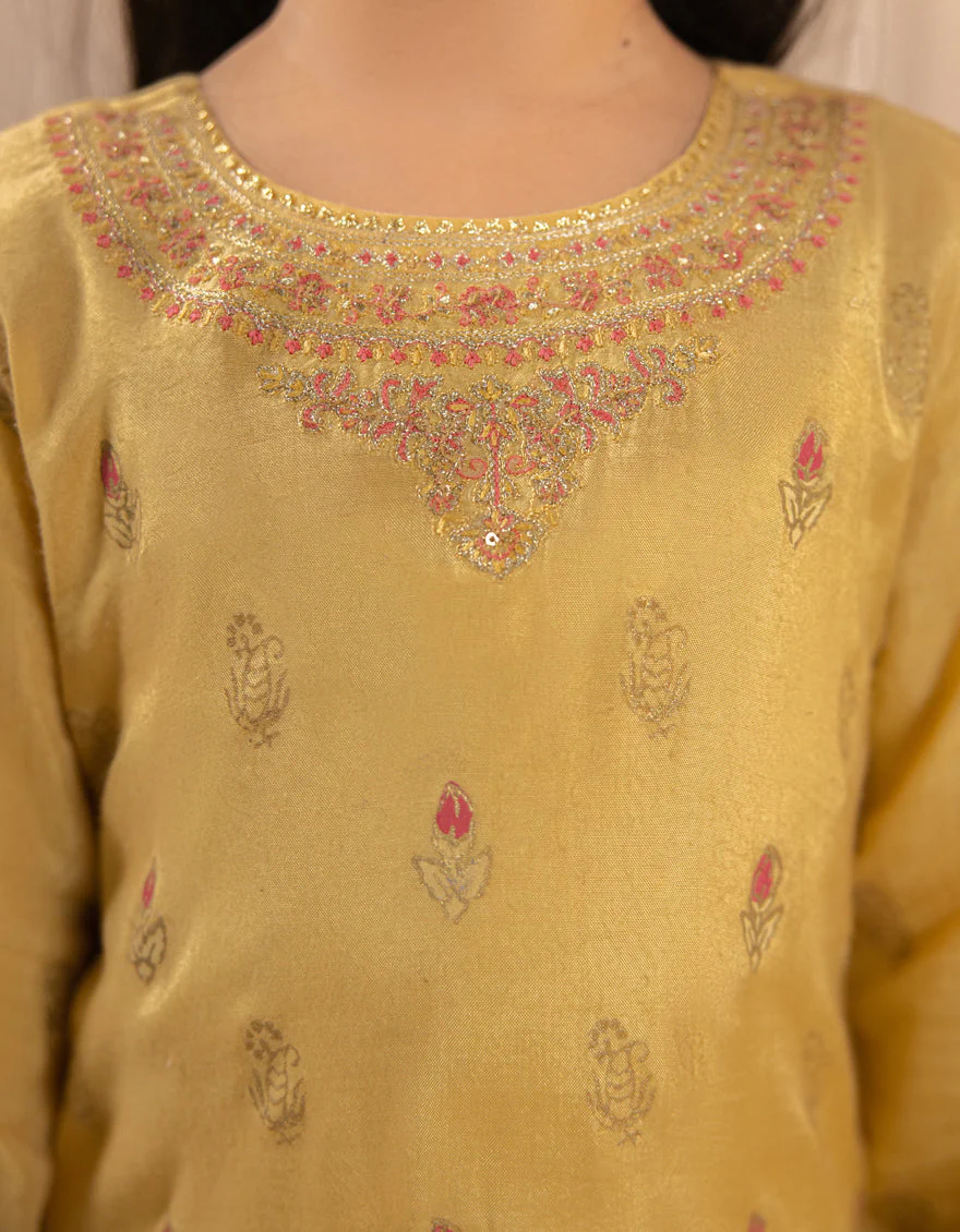 YELLOW SILK 3PC STITCHED | JGKL-S-JGF-25-1918 F - Image 4