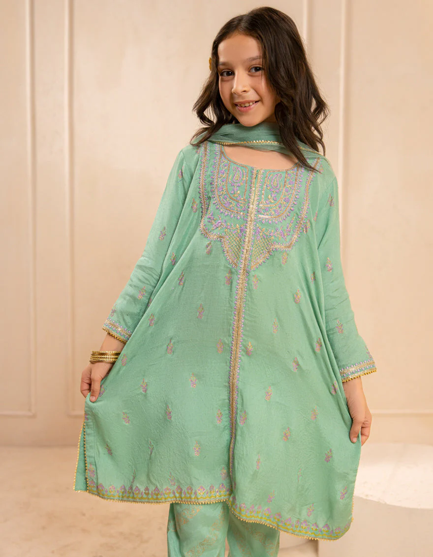 GREEN SILK 3PC STITCHED | JGKL-S-JGF-25-1920 F - Image 3
