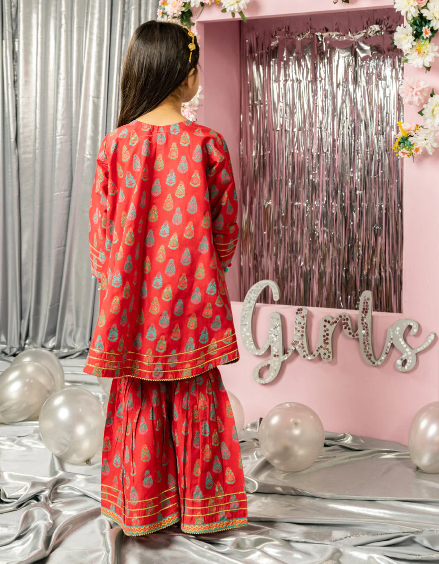RED LAWN 2PC STITCHED | JGKL-S-JGST-25-5619 FB/BLOCK COORDS-06 - Image 2