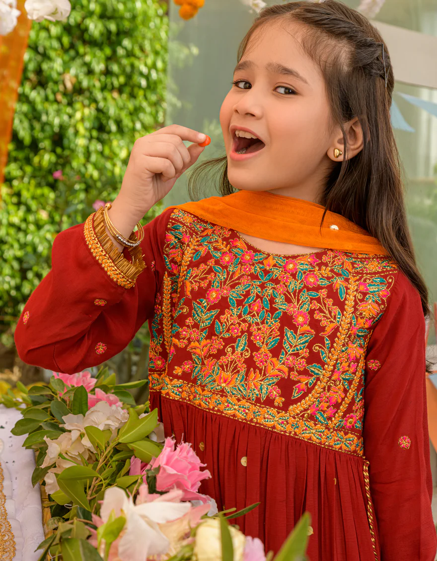 RED RAW SILK 3PC STITCHED | JGKL-S-JJGF-US-23-004 FB/FF-272 - Image 3