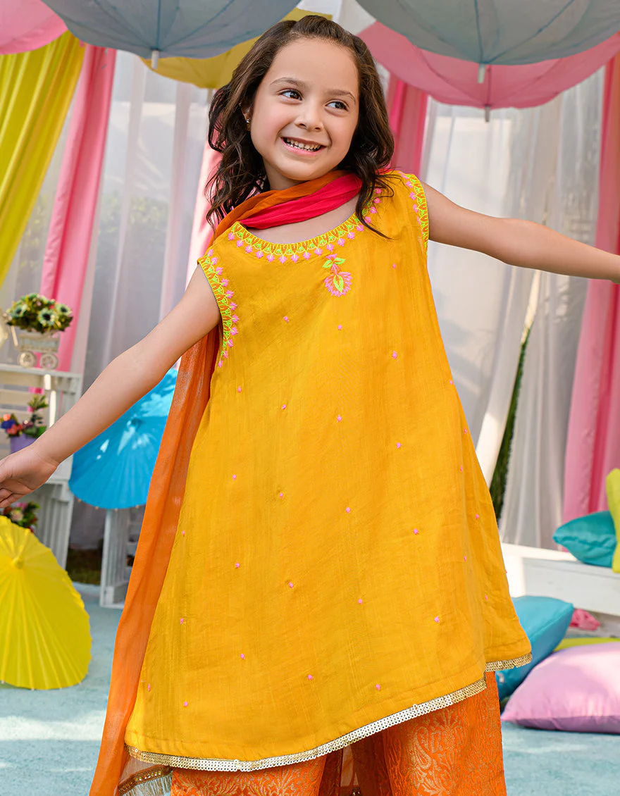 YELLOW COTTON SILK 3PC STITCHED | JGKL-S-JJGS-US-22-011 FB/FF-064 - Image 2