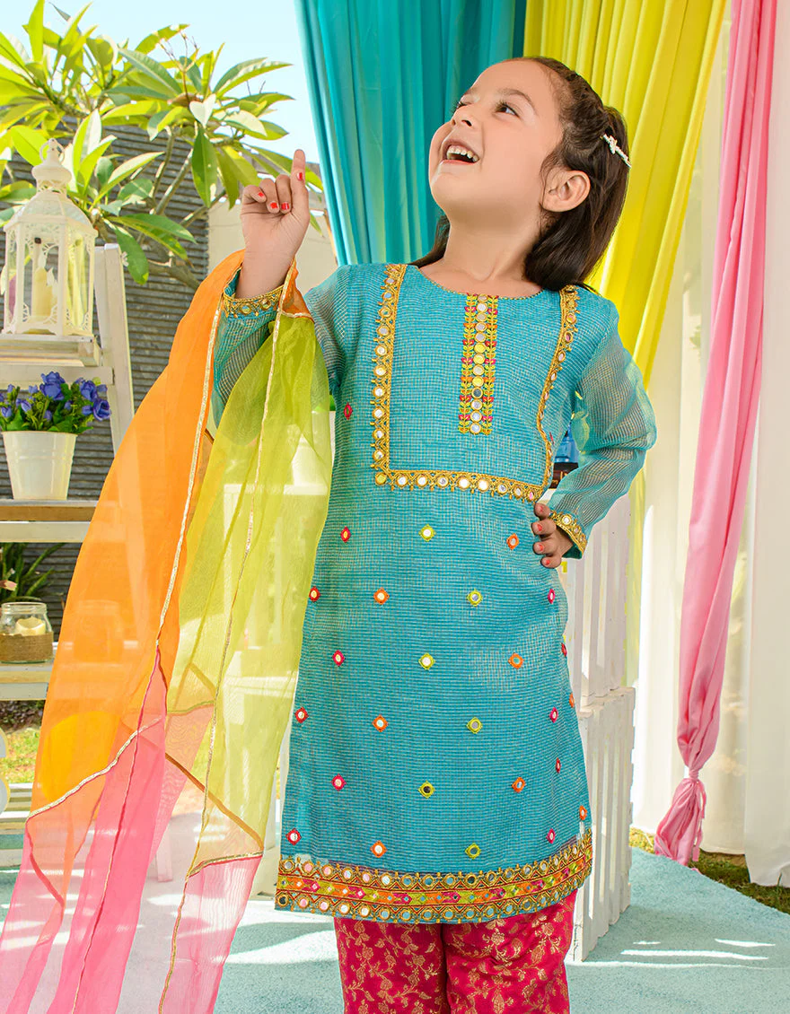 TURQUOISE ZARI 3PC STITCHED | JGKL-S-JJGS-US-22-012 FB/FF-427 - Image 3