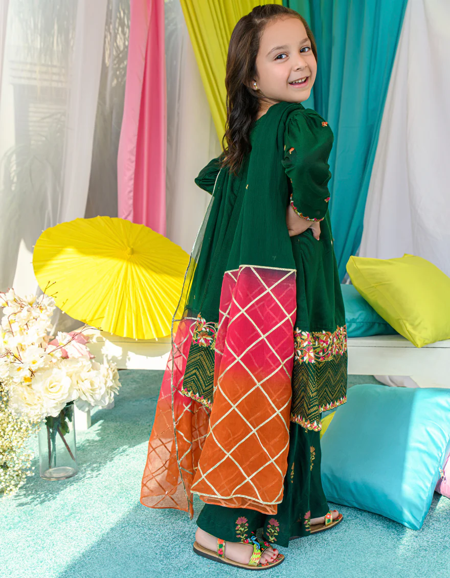 GREEN RAW SILK 3PC STITCHED | JGKL-S-JJGS-US-22-015 FB/FF-035 - Image 4