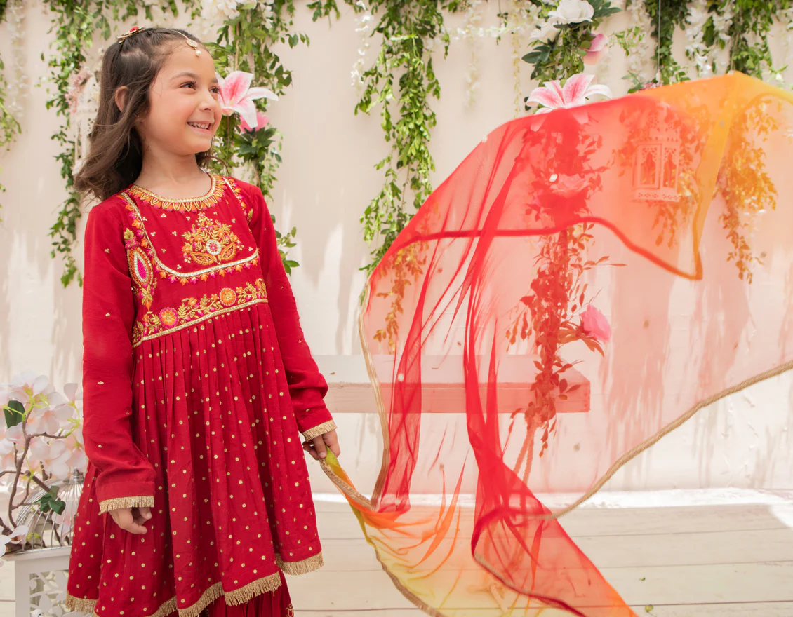 RED RAW SILK 3PC STITCHED | JGKL-S-JJGS-US-22-022 FB/FF-272 - Image 4