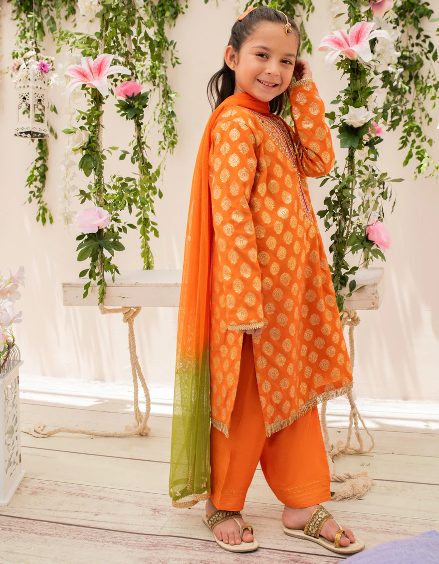 ORANGE JAMAWAR 3PC STITCHED | JGKL-S-JJGS-US-22-026 FB/MF-618 - Image 2