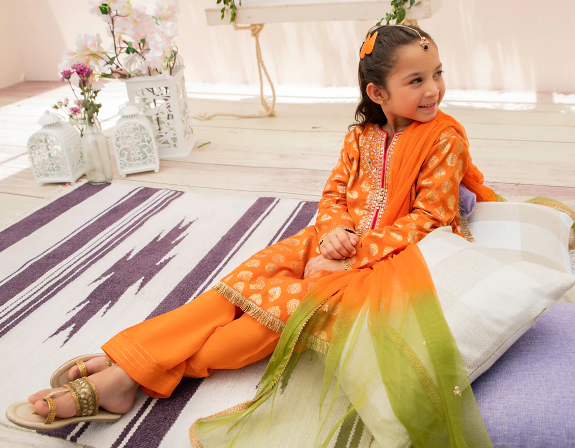 ORANGE JAMAWAR 3PC STITCHED | JGKL-S-JJGS-US-22-026 FB/MF-618 - Image 3