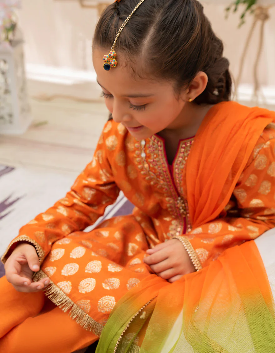 ORANGE JAMAWAR 3PC STITCHED | JGKL-S-JJGS-US-22-026 FB/MF-618 - Image 4
