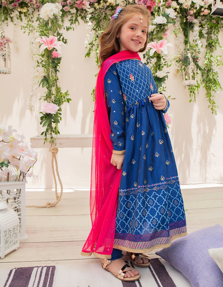 BLUE SILK 3PC STITCHED | JGKL-S-JJGS-US-22-028 FB/FF-054 - Image 3