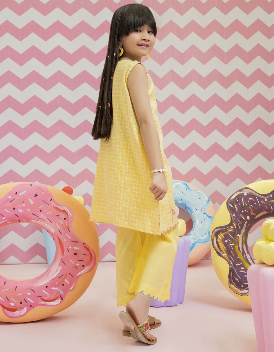 YELLOW DOBBY 2PC STITCHED | JGKL-S-JK2-US-22-5607 FB/CHECKERED - Image 2