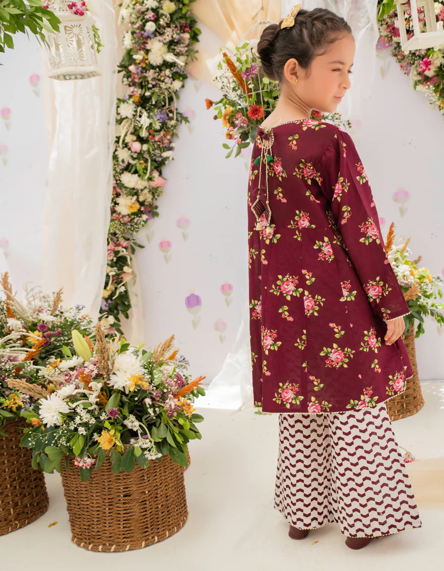 MAROON LAWN 2PC STITCHED | JGKL-S-JK2-US-22-5633 FB/ROSE - Image 2