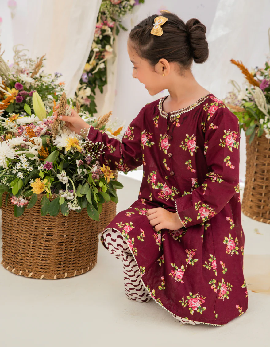 MAROON LAWN 2PC STITCHED | JGKL-S-JK2-US-22-5633 FB/ROSE - Image 3