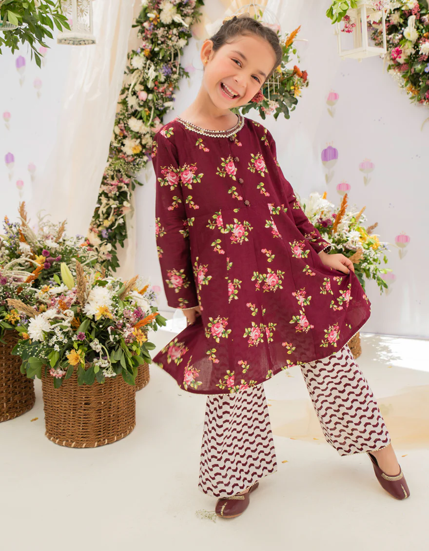MAROON LAWN 2PC STITCHED | JGKL-S-JK2-US-22-5633 FB/ROSE - Image 4