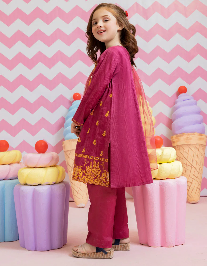 PURPLE DOBBY 3PC STITCHED | JGKL-S-US-22-1511 FB/CANDY PINK - Image 2