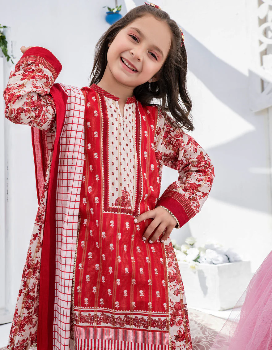 RED ZARI 3PC STITCHED | JGKL-S-US-22-1533 FB/PHOOL - Image 2