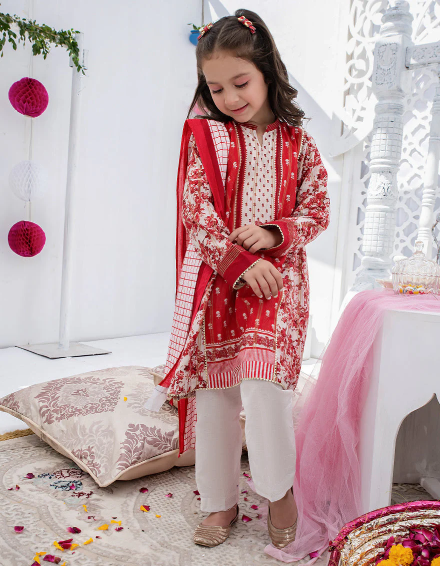 RED ZARI 3PC STITCHED | JGKL-S-US-22-1533 FB/PHOOL - Image 3