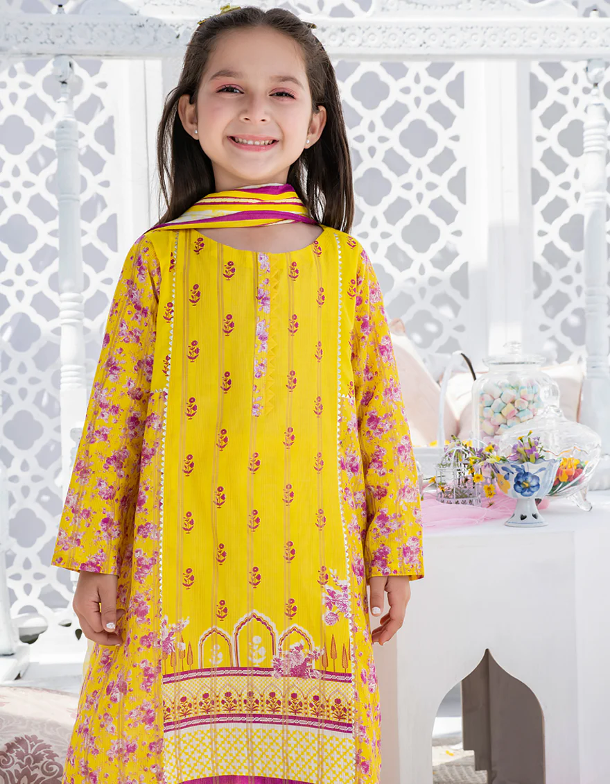 YELLOW LAWN 3PC STITCHED | JGKL-S-US-22-1535 FB/ZARDOZI - Image 2
