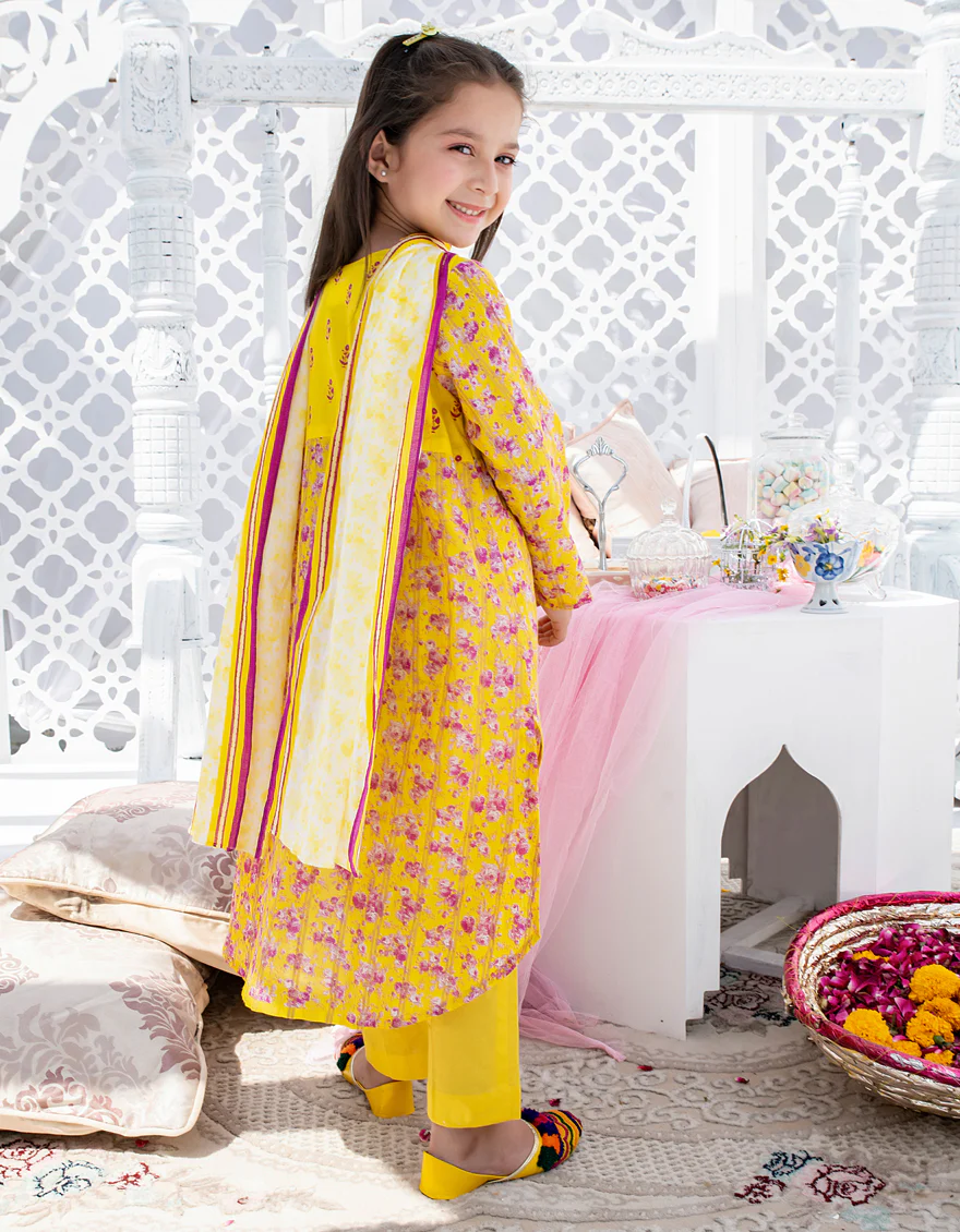YELLOW LAWN 3PC STITCHED | JGKL-S-US-22-1535 FB/ZARDOZI - Image 4