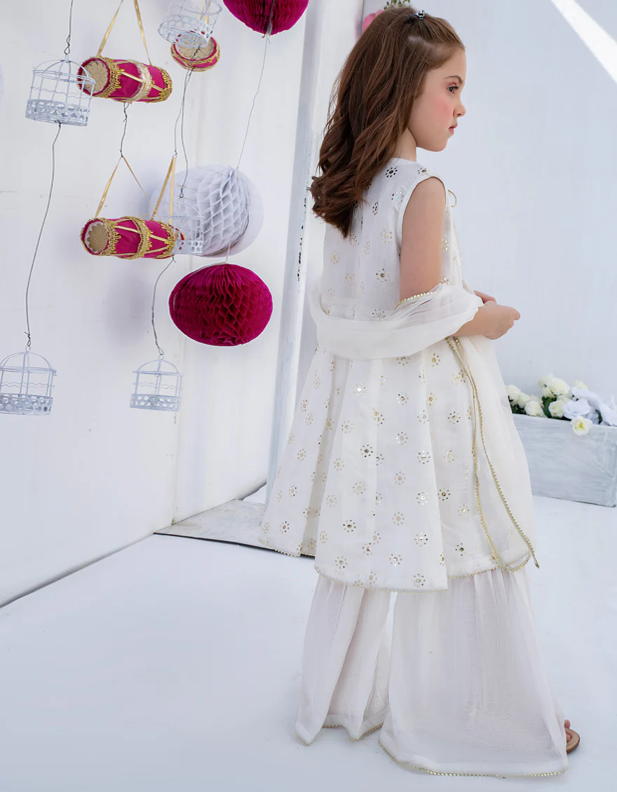 WHITE CHANDERI 3PC STITCHED | JGKL-S-US-22-1560 FB/WHITE KAMDANI - Image 3