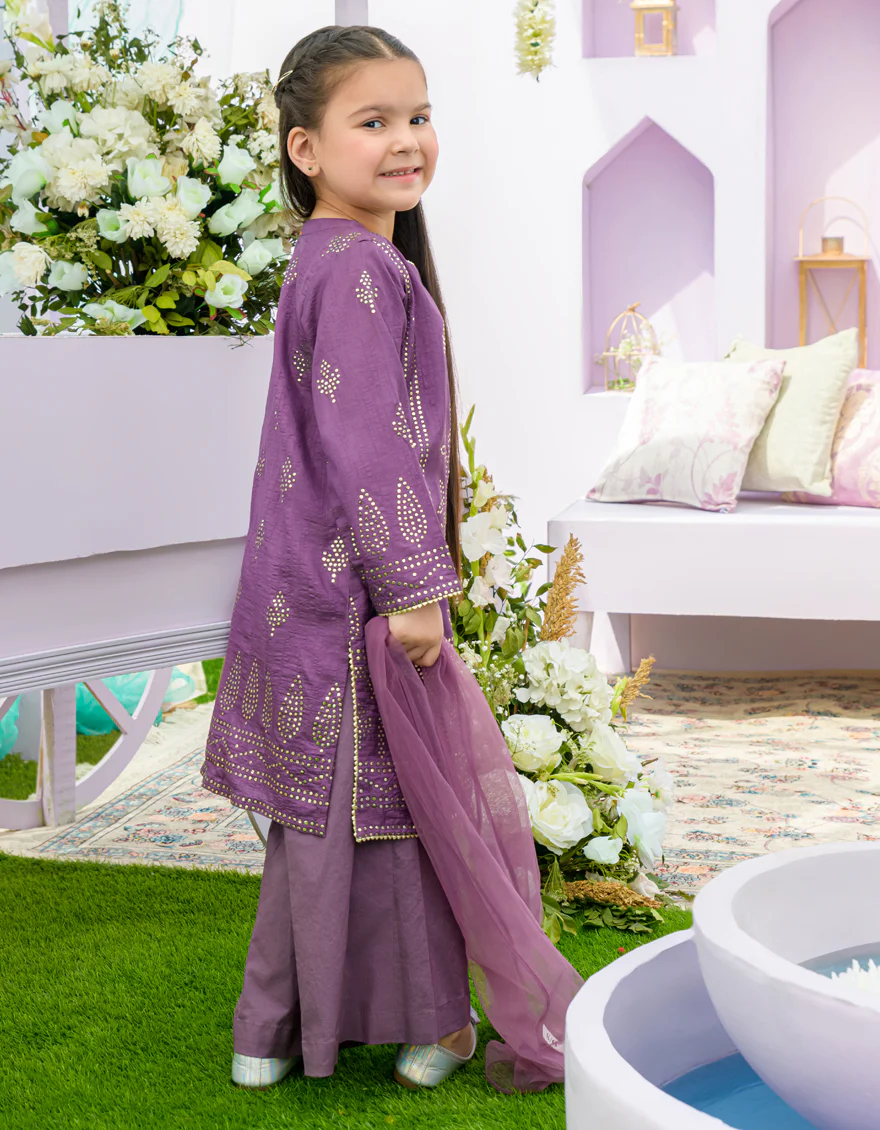 PURPLE CHUNRI 3PC STITCHED | JGKL-S-US-23-1555 FB/GLOW - Image 2