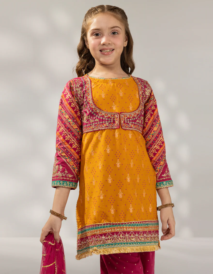 MUSTARD LAWN SILK 3PC STITCHED | JGKL-W-JGF-25-1921 FB/SHIREEN-1 - Image 2