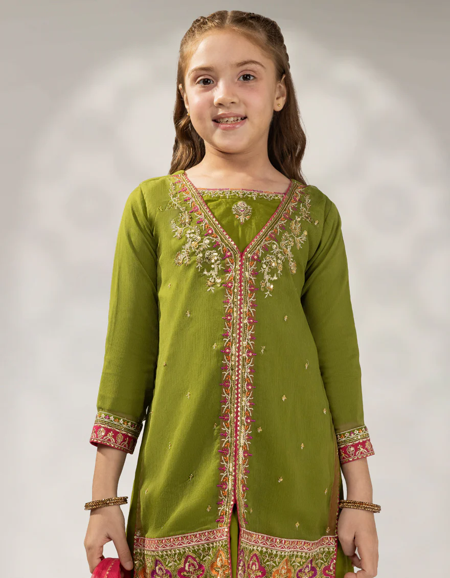 GREEN IMPURE CHIFFON 3PC STITCHED | JGKL-W-JGF-25-1922 FB/SHIREEN-2 - Image 2