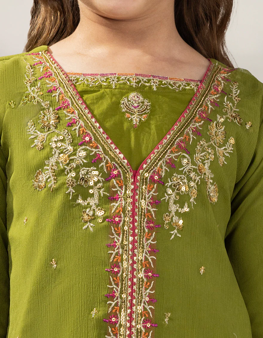 GREEN IMPURE CHIFFON 3PC STITCHED | JGKL-W-JGF-25-1922 FB/SHIREEN-2 - Image 4