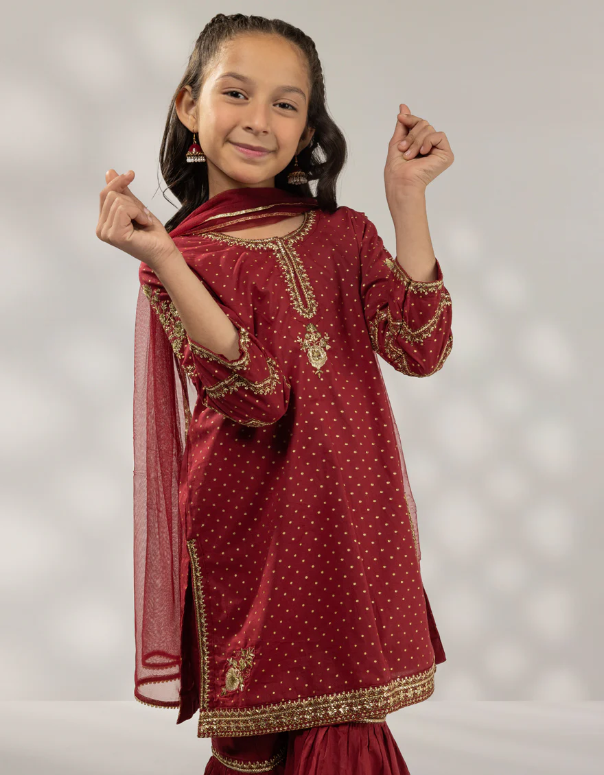 MAROON LAWN SILK 3PC STITCHED | JGKL-W-JGF-25-1923 FB/SHIREEN-03 - Image 2