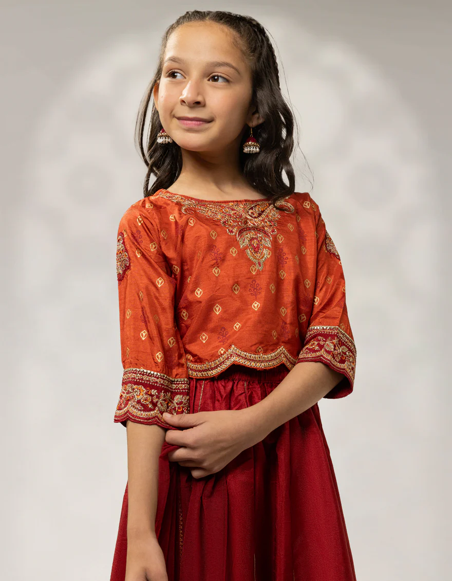 RUST SILK 3PC STITCHED | JGKL-W-JGF-25-1926 FB/SHIREEN-06 - Image 2