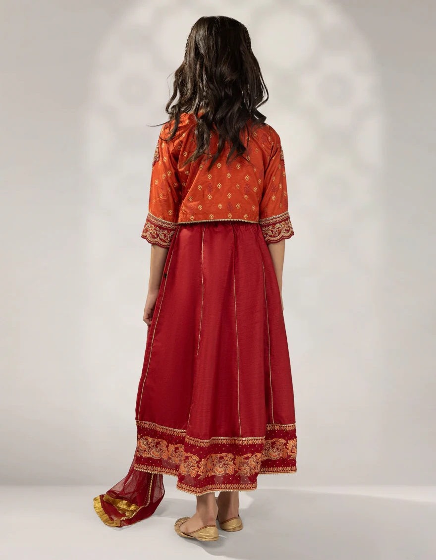 RUST SILK 3PC STITCHED | JGKL-W-JGF-25-1926 FB/SHIREEN-06 - Image 3