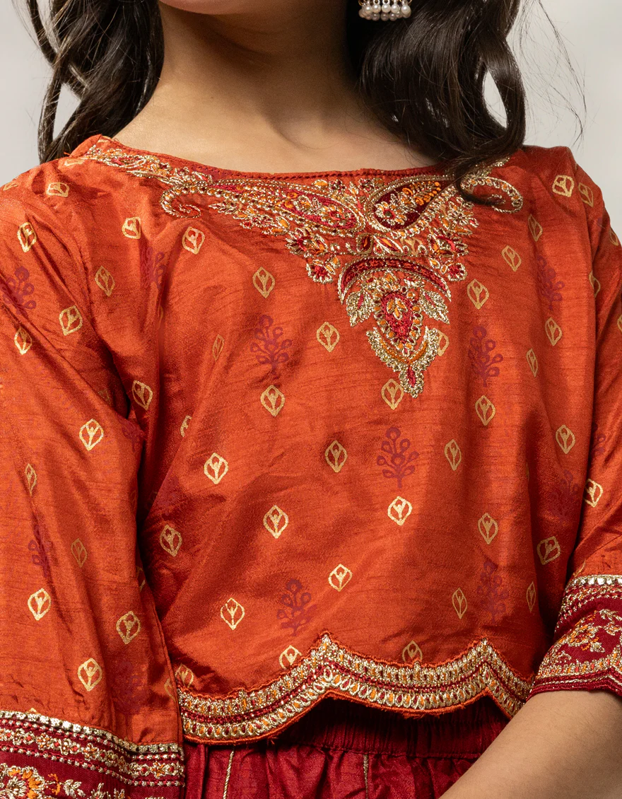 RUST SILK 3PC STITCHED | JGKL-W-JGF-25-1926 FB/SHIREEN-06 - Image 4