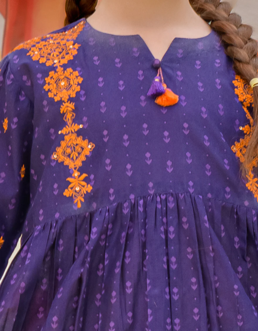 PURPLE LAWN KURTI | JGLK-S-24-2506 FB/ORCHID-2 - Image 3