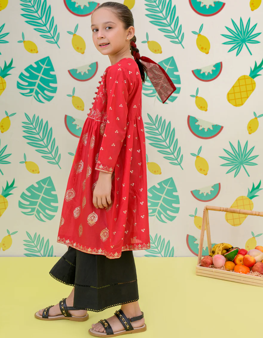 RED CAMBRIC KURTI | JGLK-S-24-2511 FB/GLITTERS-2 - Image 2