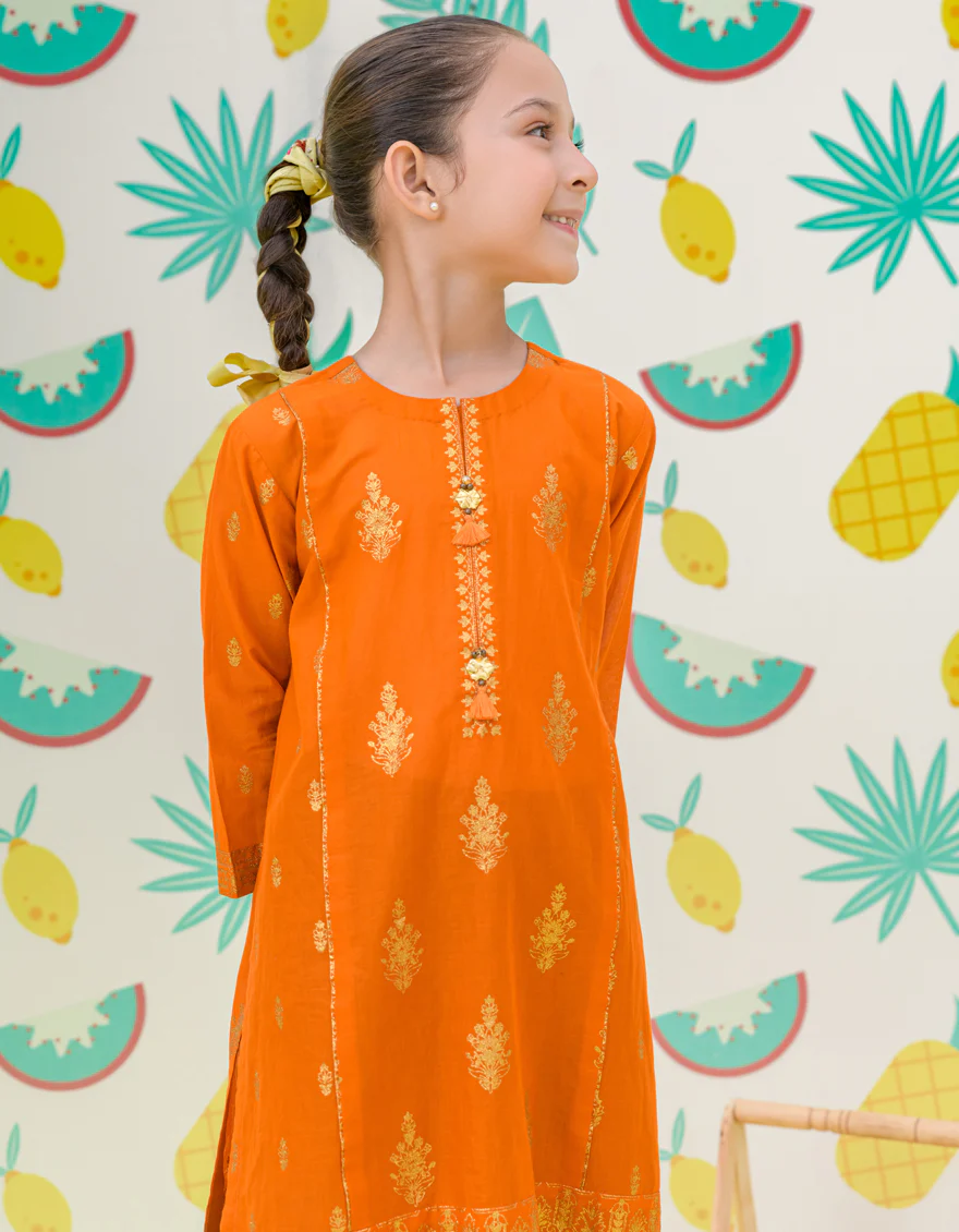 ORANGE CAMBRIC KURTI | JGLK-S-24-2512 FB/GLITTERS-3 - Image 3