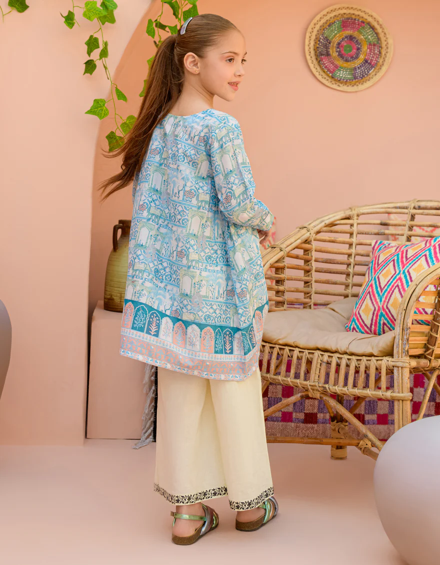 BLUE LAWN KURTI | JGLK-S-24-2522 FB/CHAND-BALI-03 - Image 4