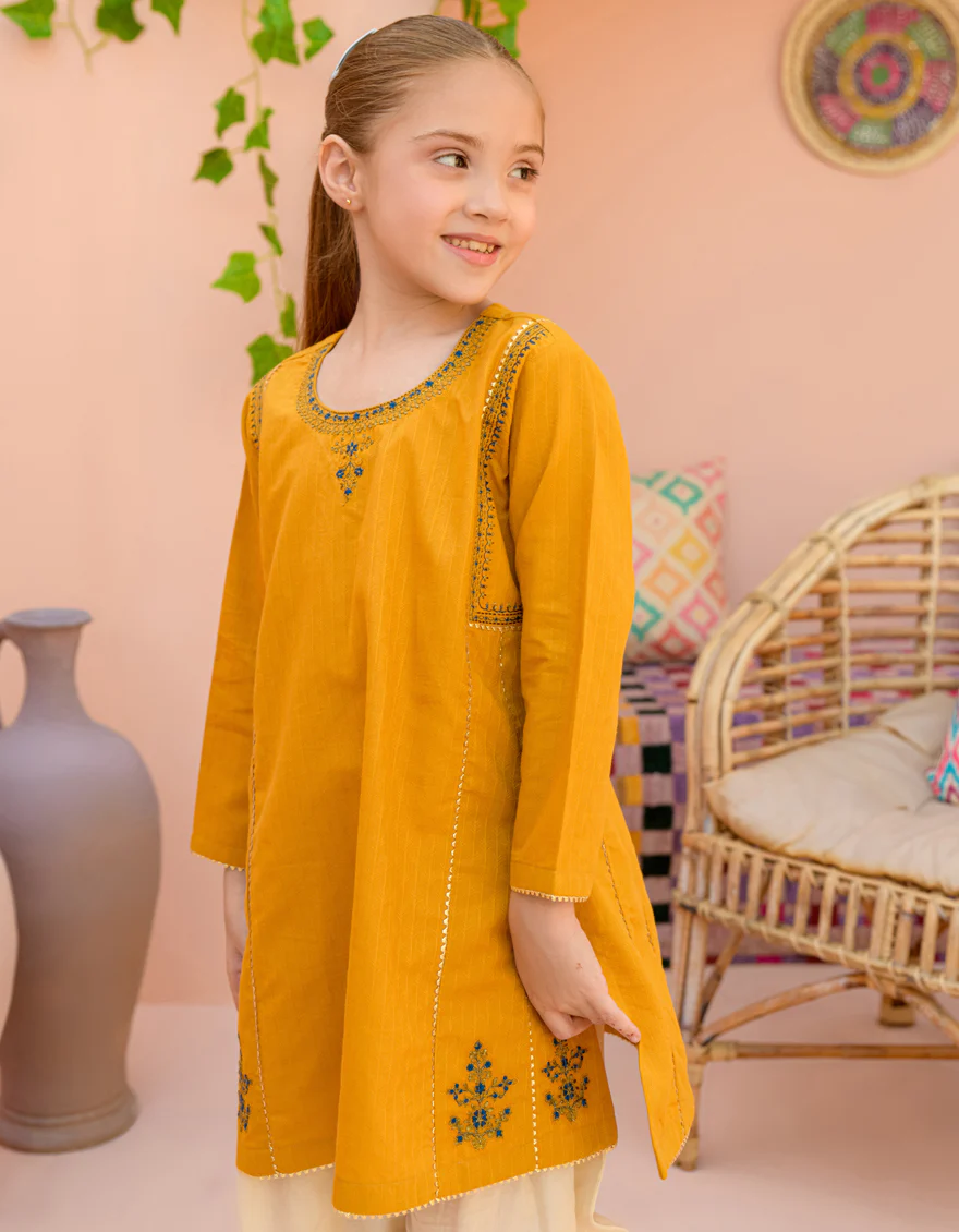 ORANGE TEXTURED KURTI | JGLK-S-24-2523 FB/FESTIVE-01 - Image 2