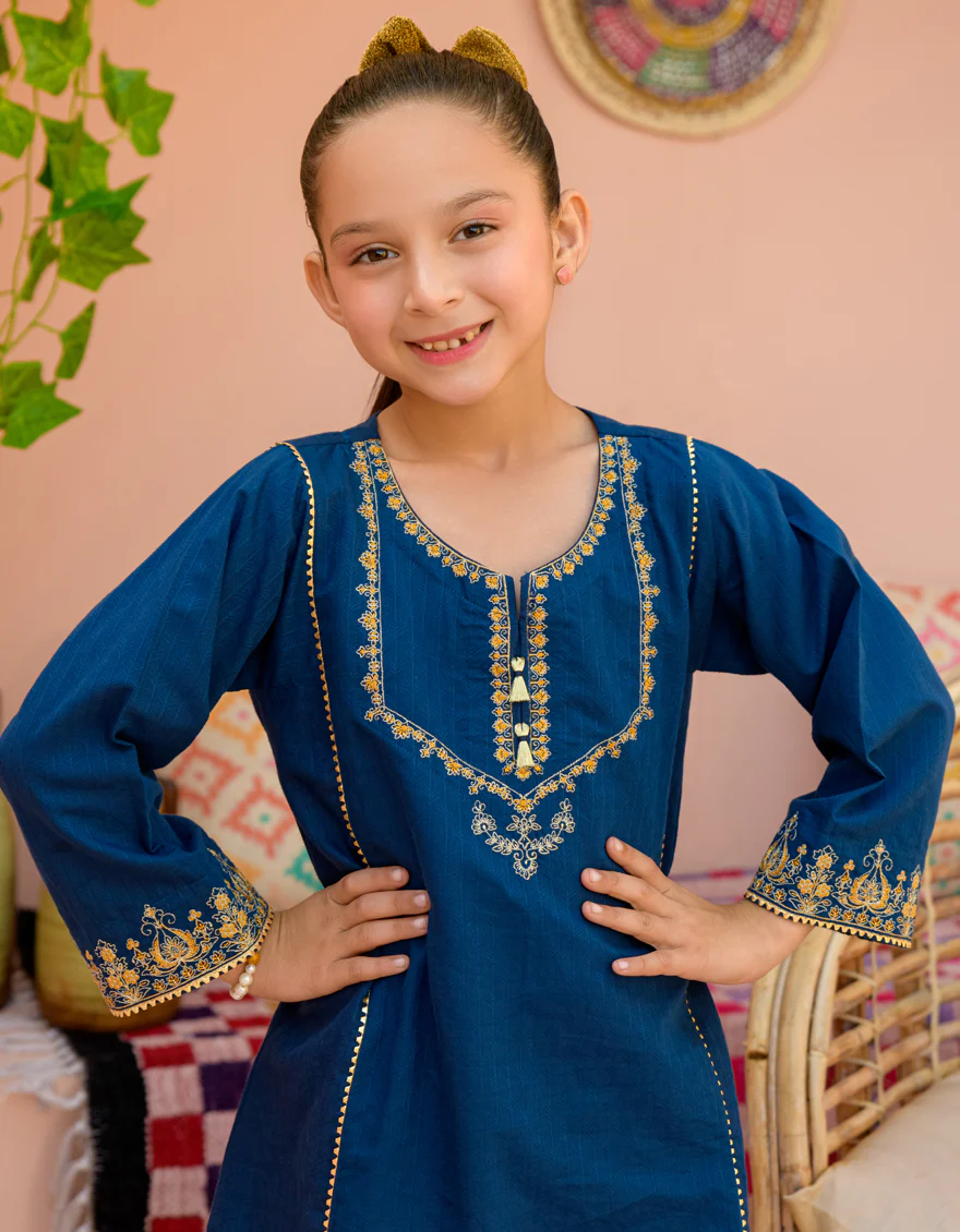 BLUE TEXTURED KURTI | JGLK-S-24-2524 FB/FESTIVE-02 - Image 2